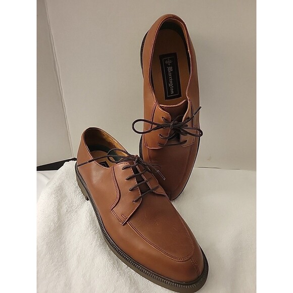 Barrington Mens 8 Shoes Brown Leather Split Toe Oxford Lace Up 8D Allen Edwards - Picture 1 of 16